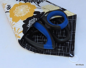 Porte-ciseaux, étui de transport à double poche, noir jaune gris blanc