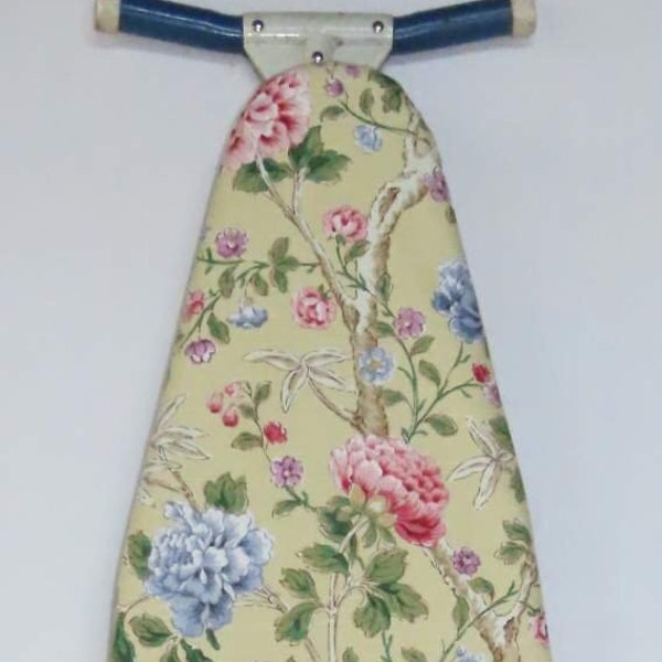 Ironing Board Cover, Yellow with Pink Blue Mauve Flowers, Green Leaves