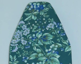 Table Top Ironing Board Cover, Mini Pressing Board Cover, Green with Leaves Berries and Flowers