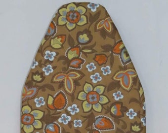 Table Top Ironing Board Cover, Mini Pressing Board Cover, Tan Brown Orange Yellow Retro