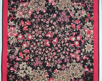 Lap Quilt, Art Quilt, One Block Wonder variation, Brown Tan Rose-red