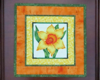 Floral Table Topper, Table Mat, Daffodil, Yellow Orange Green