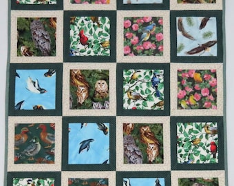 Bird-themed Wheelchair Quilt, Nature Inspired Lap Quilt or Throw