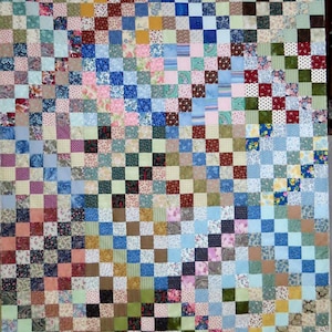 Unfinished Quilt Top, Throw, Lap, Trip Around The World, Scrappy