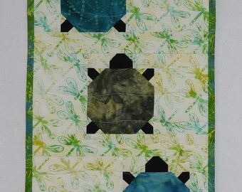 Handmade Sea Turtle Quilted Table Runner, Beach House Wall Hanging
