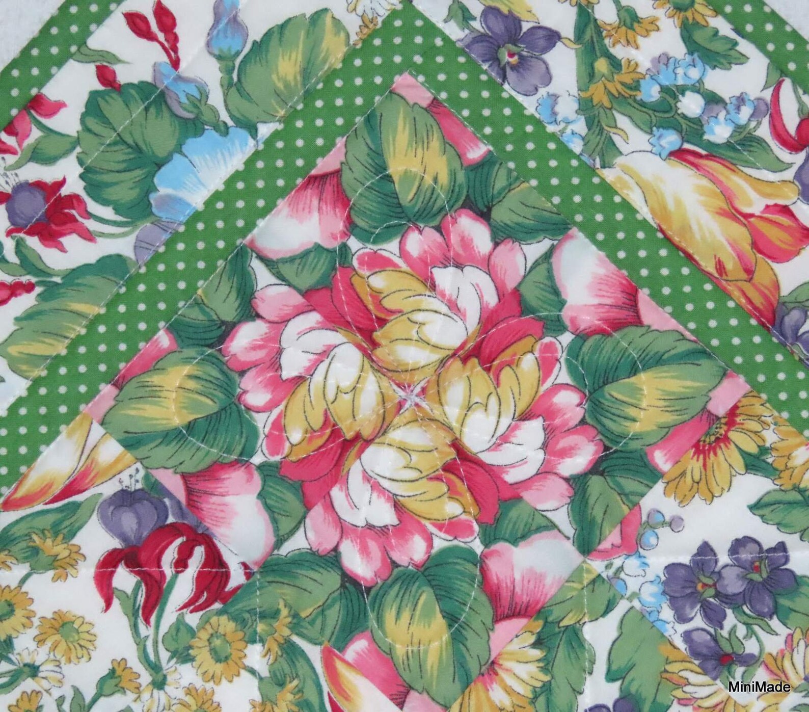 Quilted Table Topper Centre Mat Wall Hanging One Block Etsy