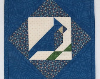 Paire de sets de table Blue Jays (carré 10,5 po.), Bluejay, décoration matelassée inspirée de la nature