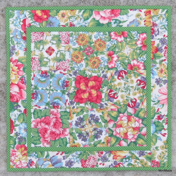 Quilted Table Topper, Centre Mat, Wall Hanging, One Block Wonder or Stack-n-Whack