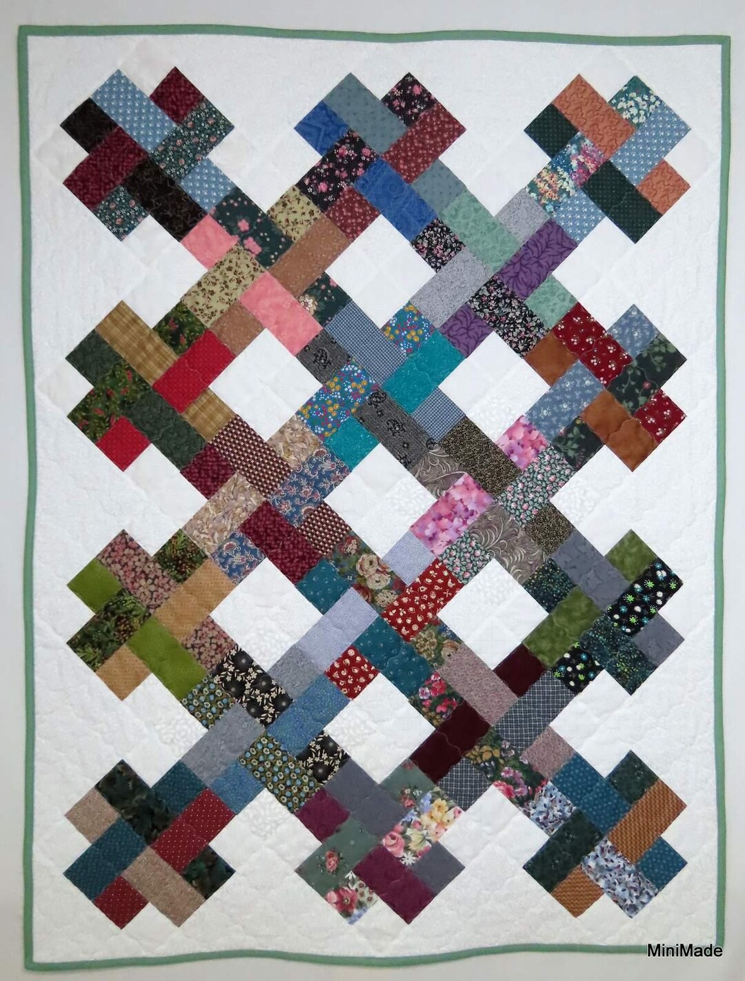 Lap Quilt or Throw, Woven Ribbons, Scrappy Pieced and Quilted - Etsy