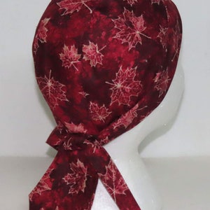 Bikers Skull Cap, Bandana, Do Rag, Dark Red Maple Leaves image 4