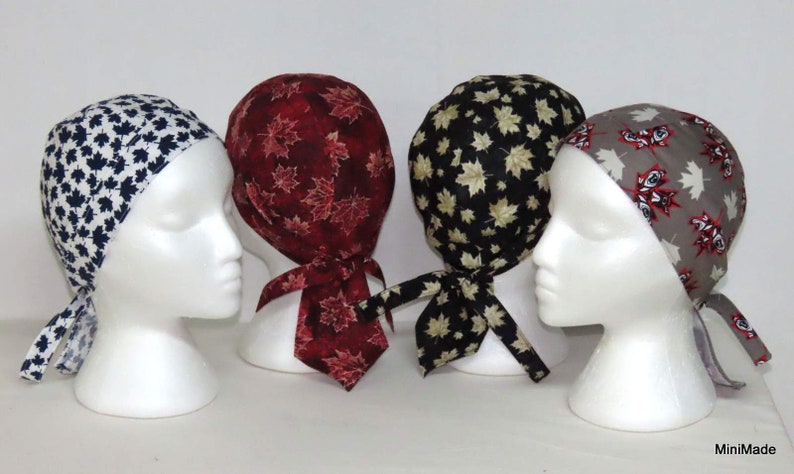 Bikers Skull Cap, Bandana, Do Rag, Dark Red Maple Leaves image 8