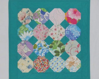 Pieced Table Topper, Cottage Chic, Upcycled Vintage Sheets, Eco-friendly