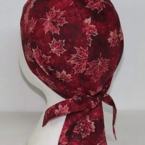 Bikers Skull Cap, Bandana, Do Rag, Dark Red Maple Leaves image 7