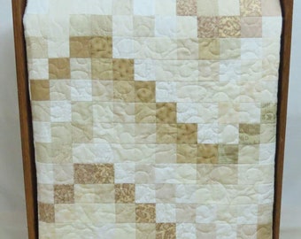 Lap Quilt, Throw, Trip Around The World, Neutrals, Tone on Tone