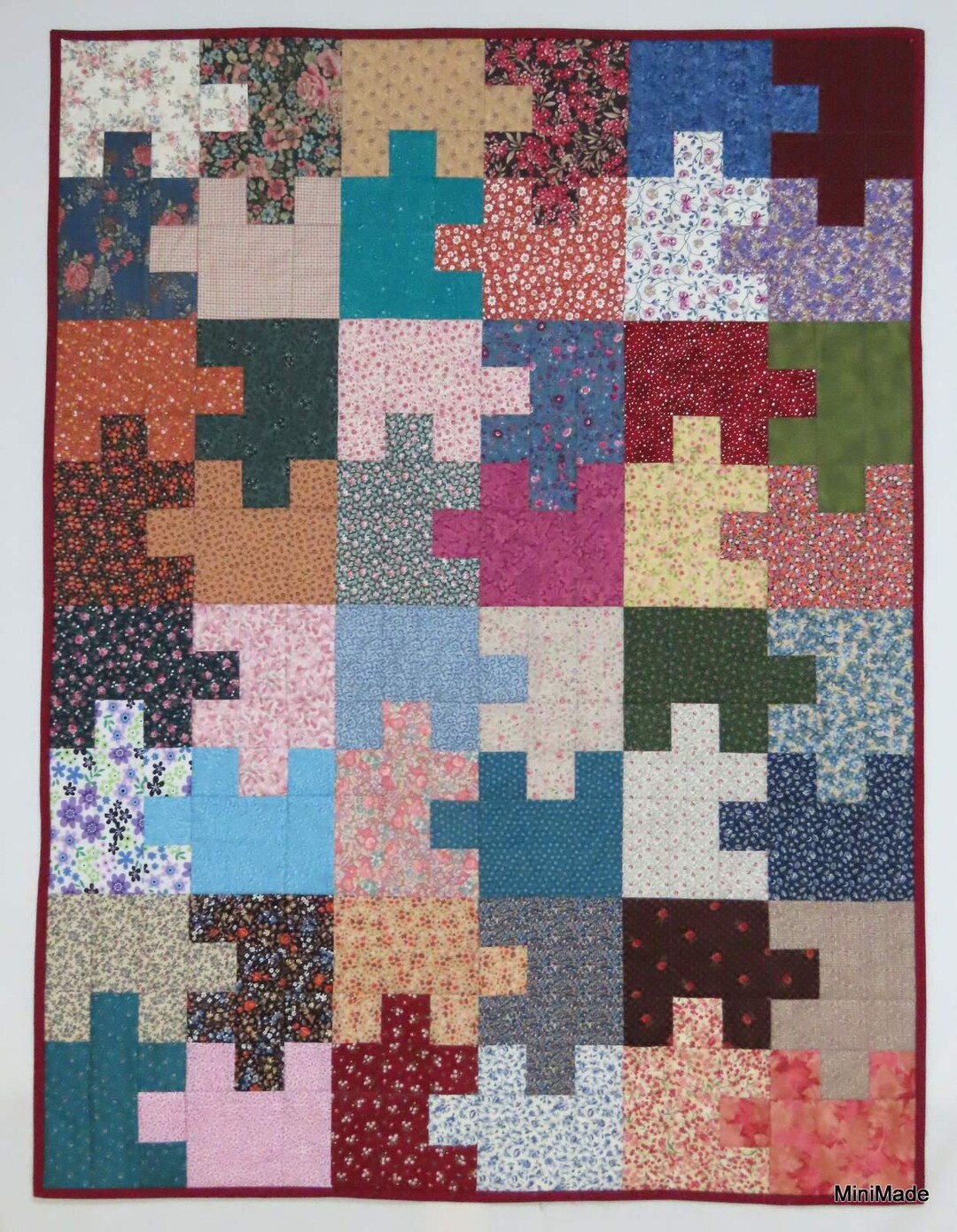 Scrappy Puzzle Lap Quilt or Throw, Pieced and Quilted - Etsy