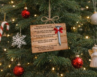 Printable Christmas Nail Ornament: Religious Gift Tag (PDF)
