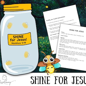 Shine for Jesus Firefly Jar Craft: Bible Lesson Activity (3-Page Printable PDF)
