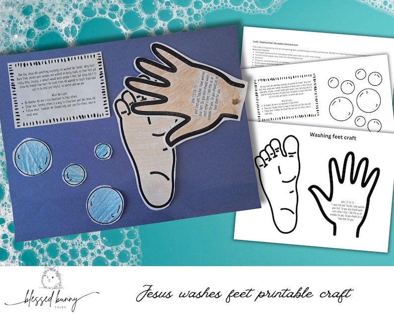 Jesus Washing Feet Craft Printable Bible Lesson Activity Sunday