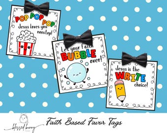 VBS Favor Tags Printable Bundle: Popcorn, Bubbles, Pencils (3x3" Digital Download)