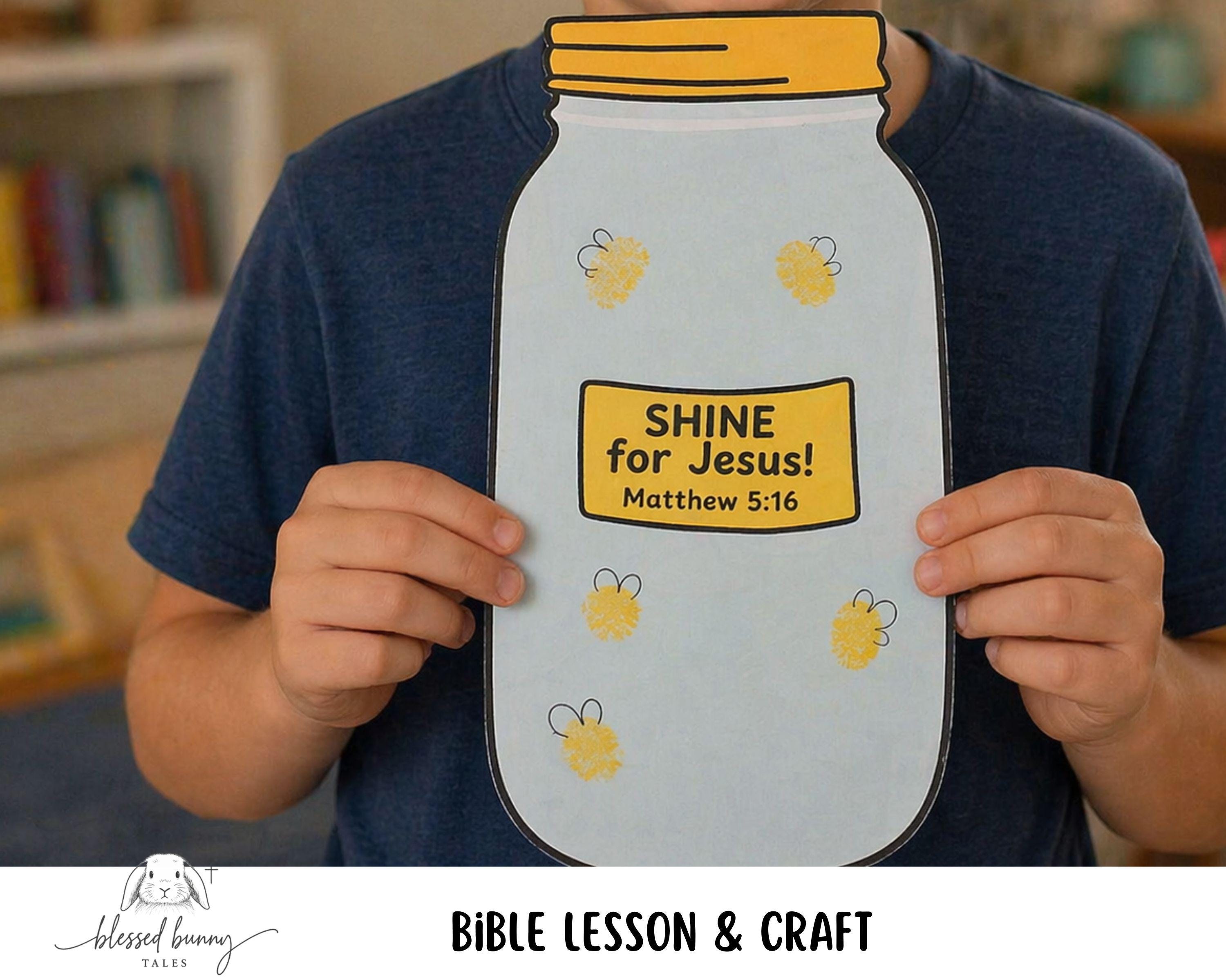22 Glow in the Dark Crafts for Kids 3 Shine for Jesus Firefly Jar Craft: Bible Lesson Activity (3-Page…