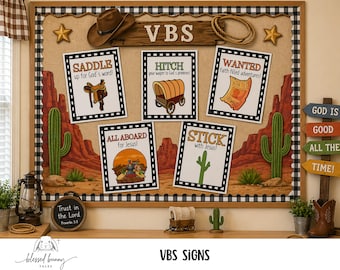 Western VBS Signs: Printable Faith-Based Decor (Digital Download, 8x10 PDF)