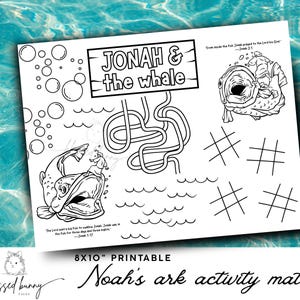 Jona en de walvis activiteit placemat-8 x 10&quot;- bijbelles- zondagsschool- homeschool afdrukbare- afdrukbare ambachten