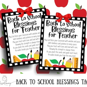 Back to School Teacher Blessing Tags – Printable 2.5&quot;x3&quot; | 9 Per Sheet | Christian Encouragement for Teachers | Faith-Based Gift Tags