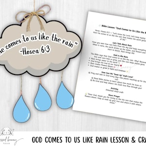 Él viene a nosotros como la lluvia: Lección bíblica y manualidad: imprimible (PDF)