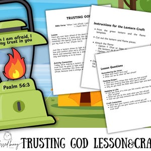 Trusting God Lantern Craft & Bible Lesson Printable | Psalm 56:3 | 4-Page Activity for Sunday School, VBS, or Home