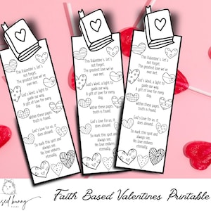 Valentinstag Lesezeichen - Glaubensbasierter Valentinstag - Druckbare Valentinstagskarten - Klassenzimmer Valentinstag - Religiöser Valentinstag