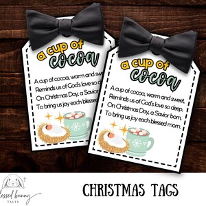Etiquettes de Noël pour chocolat chaud inspirées de la foi (PDF imprimable)