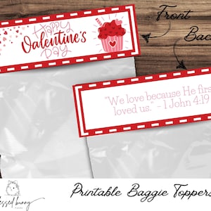 Faith Based Valentines- Printable baggie topper- Religious Treat Tags- Church Treat Tags-Valentines Day Favors