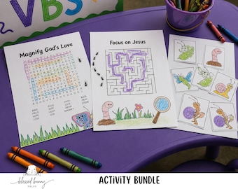 VBS Activity Pack: Bug-Themed Maze, Word Search (PDF Download)