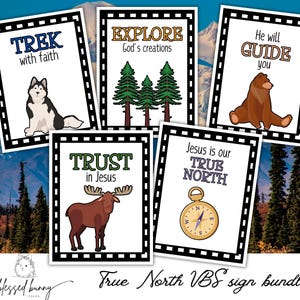 True North VBS Printable Signs | Set of 5 | 8x10” Camp or Adventure Bible Theme Decor | Instant Download