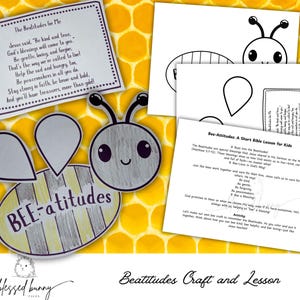 BEE-attitudes Printable Bible Lesson & Craft | 3-Page Digital Download for Kids | Bee Theme, Short Lesson, Faith-Based Activity