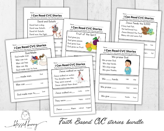 Faith based CVC readers- CVC worksheets- Christian homeschool-