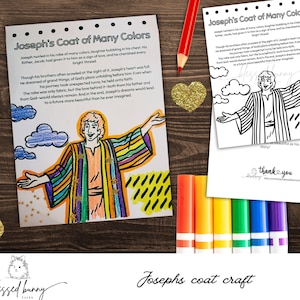 Joseph&#39;s Coat of many colors Craft - Printable Bible Lesson Activity - Sunday school craft