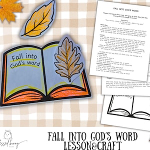 Fall Into God&#39;s Word – Printable Bible Lesson & Craft for Kids (3 Pages) | Faith-Based Fall Activity | Sunday School Homeschool