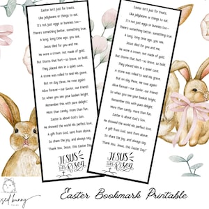 Printable Easter Bookmarks for Kids | Faith-Based &quot;Not Just Eggs and Candy&quot; Poem | Christian Easter Bookmark PDF | Prints 4 to a Page