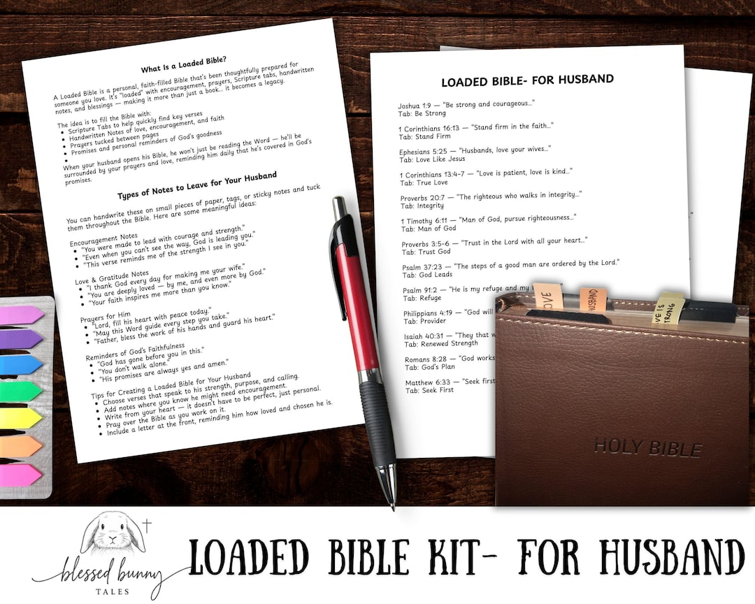 Loaded Note Loaded Bible Printable for Husband – Verses, Tabs & Notes (PDF) - Etsy
