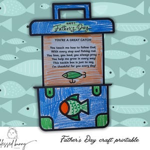 Afdrukbare Tackle Box Craft voor Vaderdag | Op geloof gebaseerde kinderactiviteit | Christelijke kaart met gedicht | DIY-cadeau voor vader, opa, mentor