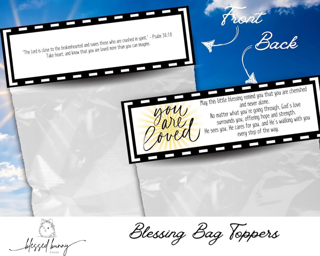 Printable Blessing Bag Toppers 2x6.5" Folded 2 per Sheet