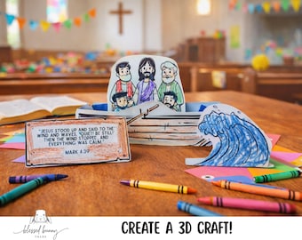 Jesus Calms the Storm, Handprint Craft, Bible Activity Sunday School ...