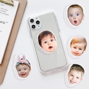 Poignée de téléphone personnalisée en acrylique pour bébé, Support de téléphone magnétique pour photo d'animal de compagnie, Jolie poignée de téléphone avec photo, Support de téléphone portable, Accessoires de téléphone, Cadeaux pour bébé