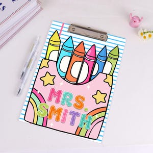 Personalized Acrylic Teacher Clipboard, Custom Pencil Design, Teacher Name Gift, Back to School Supplies, End of Year or Thank You Gift