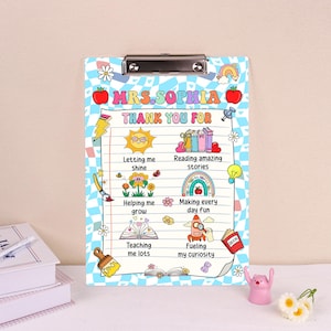 Personalized Teacher Clipboard, Custom Thank You Gift, End of Year Teacher Gift, Appreciation Gift for Teacher, Teacher Name Clipboard