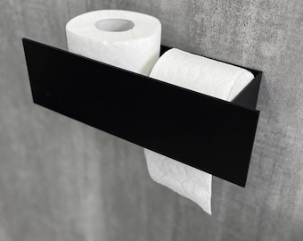 Modern Metal Toilet Paper Holder | Black & White Bathroom Organizer | Powder-Coated Wall-Mounted Roll Holder with Minimalist Design Finish