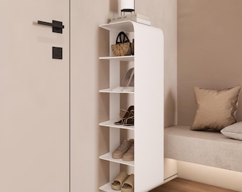 Luxuriöses, schwebendes Schuhregal - Eleganter, platzsparender Wandorganizer für Eingangsbereich oder Schrank |  Modernes minimalistisches Design in Schwarz oder Weiß