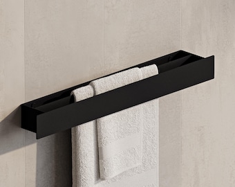 Suporte de toalha de parede | Suporte de toalha em aço | Barra de toalha minimalista preta ou branca | Cabide de toalha moderno para banheiro | Barra de toalha