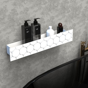 Floating Bathroom Shelf: Black Powder Coated Steel Organizer